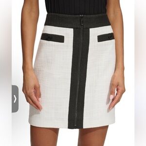 Karl Lagerfeld Women's Black and White Tweed Mini Skirt
